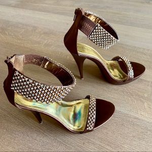 Rhinestone Open-Toe Pumps